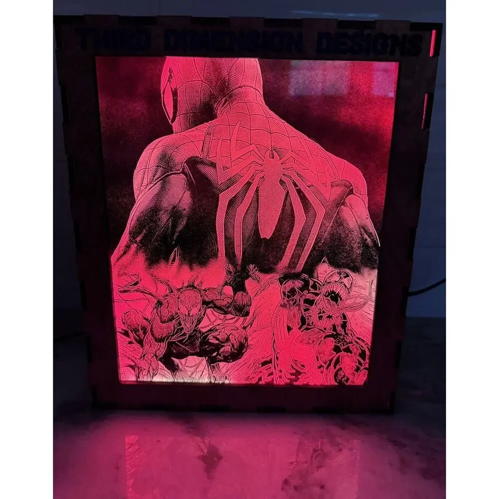 Custom Made Neon Lighted Color Changing Spider-Man Venom Wall/Standing Light Box - Picture 2 of 15